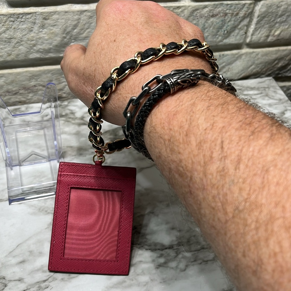 PRADA PINK LEATHER CARD HOLDER WRISTLET NWOT - Picture 7 of 7